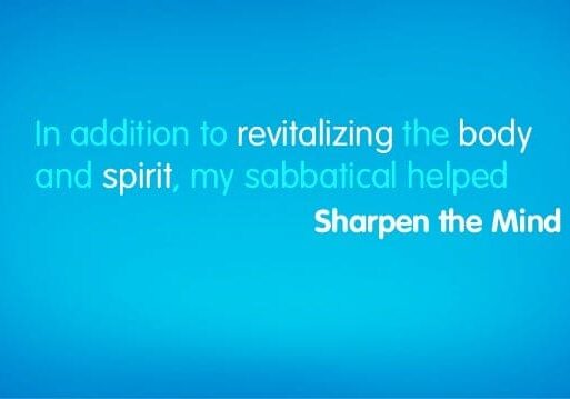 Sabbatical testimonial text on blue background