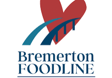 Logo of Bremerton Foodline with a heart and food imagery.