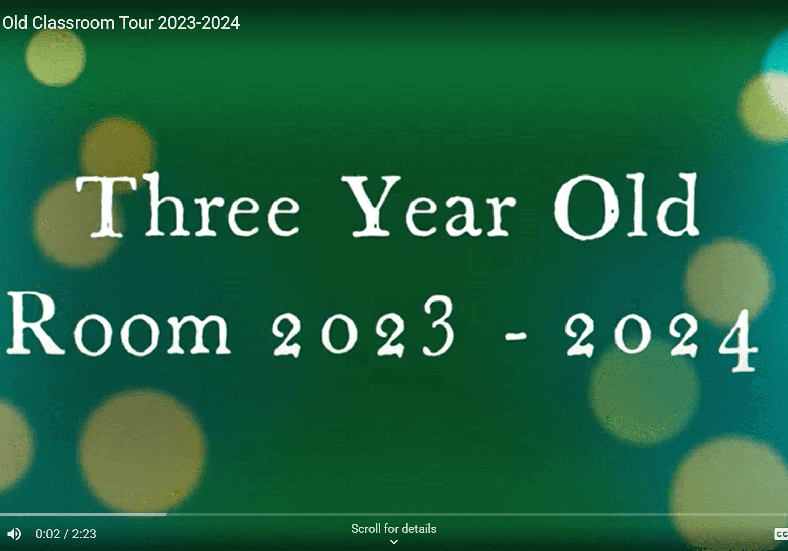 Tour dates for the Three Year Old Room for 2023-2024.