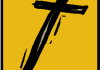 Abstract cross on yellow background illustration.