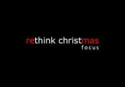 Text "rethink christmas focus" on black background