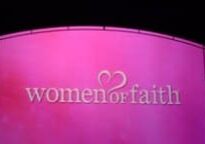 Pink banner with "Women of Faith" logo